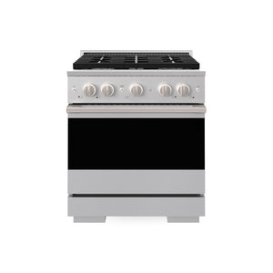 ZLINE 30 in. 4.2 cu. ft. Marino Gas Range with Convection Gas Oven in Stainless Steel with 4 Brass Burners (MGR-BR-30) main image.