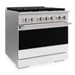 ZLINE 36 in. 5.2 cu. ft. Marino Gas Range with 6 Burner Cooktop and Convection Gas Oven in Stainless Steel with White Matte Door (MGR-WM-36)