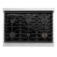 ZLINE 36 in. 5.2 cu. ft. Marino Gas Range with 6 Burner Cooktop and Convection Gas Oven in Stainless Steel with White Matte Door (MGR-WM-36)