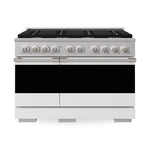 ZLINE 48 in. 6.7 cu. ft. Marino Double Oven Gas Range with 8 Burner Cooktop in Stainless Steel with White Matte Doors (MGR-WM-48) main image.