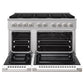 ZLINE 48 in. 6.7 cu. ft. Marino Double Oven Gas Range with 8 Burner Cooktop in Stainless Steel with White Matte Doors (MGR-WM-48)