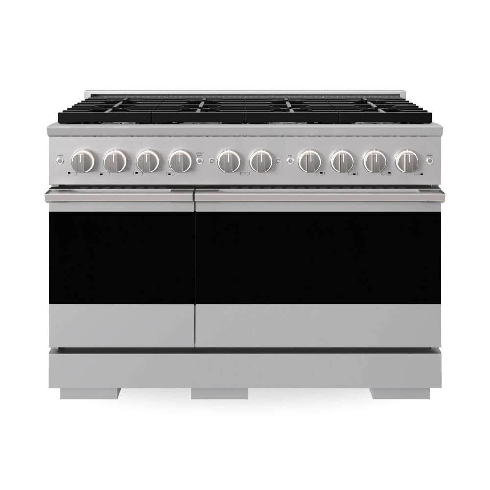 ZLINE 48 in. 6.7 cu. ft. Marino Double Oven Gas Range with 8 Burner Cooktop in Stainless Steel (MGR48) main image.