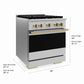 ZLINE Autograph Edition 30 in. 4.2 cu. ft. Marino Gas Range with 4 Burner Cooktop and Convection Gas Oven in Stainless Steel and Champagne Bronze Accents (MGRZ-30-CB)