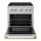 ZLINE Autograph Edition 30 in. 4.2 cu. ft. Marino Gas Range with 4 Burner Cooktop and Convection Gas Oven in Stainless Steel and Champagne Bronze Accents (MGRZ-30-CB)