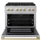 ZLINE Autograph Edition 36 in. 5.2 cu. ft. Marino Gas Range with 6 Burner Cooktop and Convection Gas Oven in Stainless Steel and Champagne Bronze Accents (MGRZ-36-CB)
