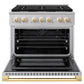 ZLINE Autograph Edition 36 in. 5.2 cu. ft. Marino Gas Range with 6 Burner Cooktop and Convection Gas Oven in Stainless Steel and Polished Gold Accents (MGRZ-36-G)