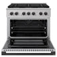 ZLINE Autograph Edition 36 in. 5.2 cu. ft. Marino Gas Range with 6 Burner Cooktop and Convection Gas Oven in Stainless Steel and Matte Black Accents (MGRZ-36-MB)