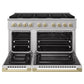 ZLINE Autograph Edition 48 in. 6.7 cu. ft. Marino Double Oven Gas Range with 8 Burner Cooktop in Stainless Steel and Champagne Bronze Accents (MGRZ-48-CB)