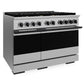 ZLINE Autograph Edition 48 in. 6.7 cu. ft. Marino Double Oven Gas Range with 8 Burner Cooktop in Stainless Steel and Matte Black Accents (MGRZ-48-MB)