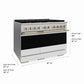 ZLINE Autograph Edition 48 in. 6.7 cu. ft. Marino Double Oven Gas Range with 8 Burner Cooktop in Stainless Steel with White Matte Doors and Champagne Bronze Accents (MGRZ-WM-48-CB)