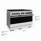 ZLINE Autograph Edition 48 in. 6.7 cu. ft. Marino Double Oven Gas Range with 8 Burner Cooktop in Stainless Steel with White Matte Doors and Matte Black Accents (MGRZ-WM-48-MB)