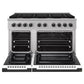 ZLINE Autograph Edition 48 in. 6.7 cu. ft. Marino Double Oven Gas Range with 8 Burner Cooktop in Stainless Steel with White Matte Doors and Matte Black Accents (MGRZ-WM-48-MB)