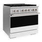 ZLINE 36 in. 5.2 cu. ft. Marino Gas Range with 6 Burner DuoPro™ Cooktop and Convection Gas Oven with White Matte Door (PMGR-WM-36)