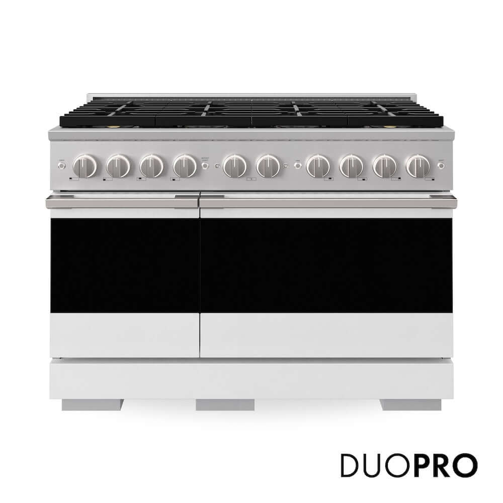 ZLINE 48 in. 6.7 cu. ft. Marino Gas Range with 8 Burner DuoPro™ Cooktop and Dual Ovens with White Matte Doors (PMGR-WM-48)