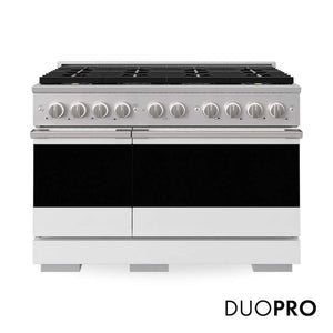 ZLINE 48 in. 6.7 cu. ft. Marino Gas Range with 8 Burner DuoPro™ Cooktop and Dual Ovens with White Matte Doors (PMGR-WM-48)