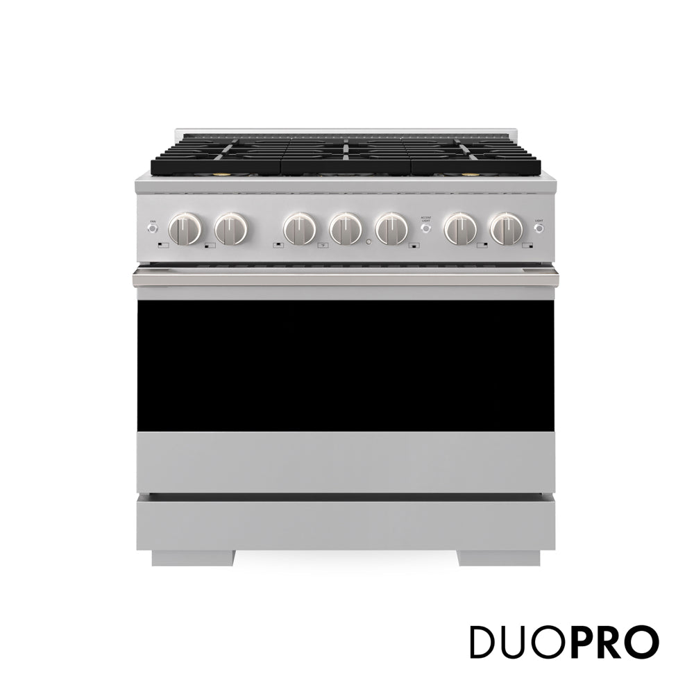 ZLINE 36 in. 5.2 cu. ft. Marino Gas Range with 6 Burner DuoPro™ Cooktop and Convection Gas Oven in Stainless Steel (PMGR36) main image.