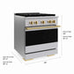 ZLINE Autograph Edition 30 in. 4.2 cu. ft. Marino Gas Range with 4 Burner DuoPro™ Cooktop and Convection Gas Oven in Stainless Steel with Polished Gold Accents (PMGRZ-30-G)