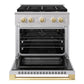 ZLINE Autograph Edition 30 in. 4.2 cu. ft. Marino Gas Range with 4 Burner DuoPro™ Cooktop and Convection Gas Oven in Stainless Steel with Polished Gold Accents (PMGRZ-30-G)