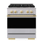 ZLINE Autograph Edition 30 in. 4.2 cu. ft. Marino Gas Range with 4 Burner DuoPro™ Cooktop and Convection Gas Oven in Stainless Steel with Polished Gold Accents (PMGRZ-30-G)