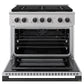 ZLINE Autograph Edition 36 in. 5.2 cu. ft. Marino Gas Range with 6 Burner DuoPro™ Cooktop and Convection Gas Oven in Stainless Steel and Matte Black Accents (PMGRZ-36-MB)
