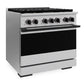 ZLINE Autograph Edition 36 in. 5.2 cu. ft. Marino Gas Range with 6 Burner DuoPro™ Cooktop and Convection Gas Oven in Stainless Steel and Matte Black Accents (PMGRZ-36-MB)