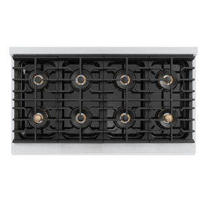 ZLINE Autograph Edition 48 in. 6.7 cu. ft. Marino Gas Range with 8 Burner DuoPro™ Cooktop and Dual Ovens in Stainless Steel and Champagne Bronze Accents (PMGRZ-48-CB)