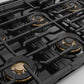 ZLINE Autograph Edition 48 in. 6.7 cu. ft. Marino Gas Range with 8 Burner DuoPro™ Cooktop and Dual Ovens in Stainless Steel and Polished Gold Accents (PMGRZ-48-G)
