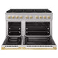 ZLINE Autograph Edition 48 in. 6.7 cu. ft. Marino Gas Range with 8 Burner DuoPro™ Cooktop and Dual Ovens in Stainless Steel and Polished Gold Accents (PMGRZ-48-G)