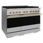 ZLINE Autograph Edition 48 in. 6.7 cu. ft. Marino Gas Range with 8 Burner DuoPro™ Cooktop and Dual Ovens in Stainless Steel and Polished Gold Accents (PMGRZ-48-G)