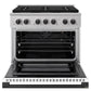 ZLINE Autograph Edition 36 in. 5.2 cu. ft. Marino Gas Range with 6 Burner DuoPro™ Cooktop and Convection Gas Oven with White Matte Door and Matte Black Accents (PMGRZ-WM-36-MB)