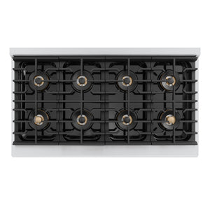 ZLINE Autograph Edition 48 in. 6.7 cu. ft. Marino Gas Range with 8 Burner DuoPro™ Cooktop and Dual Ovens with White Matte Doors and Matte Black Accents (PMGRZ-WM-48-MB)