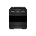 ZLINE 30 in. 4.2 cu. ft. Marino Dual Fuel Range with 4 Burner Gas Cooktop and Electric Convection Oven in Black Stainless Steel (MDRB-30) main image.