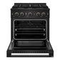 ZLINE 30 in. 4.2 cu. ft. Marino Dual Fuel Range with 4 Burner Gas Cooktop and Electric Convection Oven in Black Stainless Steel (MDRB-30)