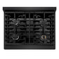 ZLINE 30 in. 4.2 cu. ft. Marino Dual Fuel Range with 4 Burner Gas Cooktop and Electric Convection Oven in Black Stainless Steel (MDRB-30)