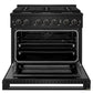 ZLINE 36 in. 5.2 cu. ft. Marino Dual Fuel Range with Gas Cooktop and Electric Convection Oven in Black Stainless Steel with 6 Brass Burners (MDRB-BR-36)