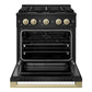 ZLINE Autograph Edition 30 in. 4.2 cu. ft. Marino Dual Fuel Range with 4 Burner Gas Cooktop and Electric Convection Oven in Black Stainless Steel with Champagne Bronze Accents (MDRBZ-30-CB)