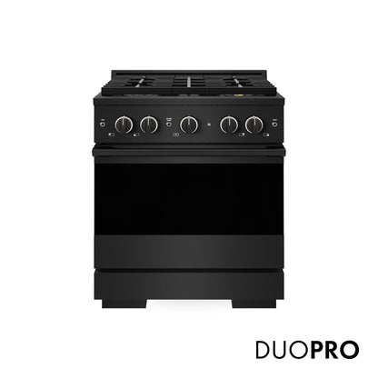 ZLINE 30 in. 4.2 cu. ft. Marino Dual Fuel Range with 4 Burner DuoPro™ Cooktop and Electric Convection Oven in Black Stainless Steel (PMDRB-30)