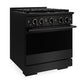 ZLINE 30 in. 4.2 cu. ft. Marino Dual Fuel Range with 4 Burner DuoPro™ Cooktop and Electric Convection Oven in Black Stainless Steel (PMDRB-30)