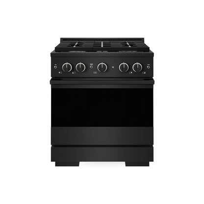 ZLINE 30 in. 4.2 cu. ft. Marino Gas Range with 4 Burner Cooktop and Convection Gas Oven in Black Stainless Steel (MGRB-30) main image.