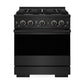 ZLINE 30 in. 4.2 cu. ft. Marino Gas Range with 4 Burner Cooktop and Convection Gas Oven in Black Stainless Steel (MGRB-30)