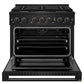 ZLINE 36 in. 5.2 cu. ft. Marino Gas Range with Convection Gas Oven in Black Stainless Steel with 6 Brass Burners (MGRB-BR-36)