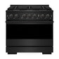 ZLINE 36 in. 5.2 cu. ft. Marino Gas Range with Convection Gas Oven in Black Stainless Steel with 6 Brass Burners (MGRB-BR-36)
