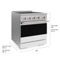 ZLINE 30 in. 4.2 cu. ft. Marino Induction Range with 4 Element Cooktop and Electric Convection Oven in Stainless Steel with White Matte Door (MINR-WM-30) with dimensions labeled.