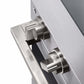 ZLINE 36 in. 5.2 cu. ft. Marino Induction Range with 5 Element Cooktop and Electric Convection Oven in Stainless Steel (MINR36) close-up, modern oven and cooktop knobs.
