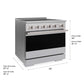 ZLINE 36 in. 5.2 cu. ft. Marino Induction Range with 5 Element Cooktop and Electric Convection Oven in Stainless Steel (MINR36) with dimensions labeled.