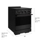 ZLINE 24 in. 3.2 cu. ft. Marino Induction Range with 3 Element Cooktop and Electric Convection Oven in Black Stainless Steel (MINRB-24) with dimensions labeled.