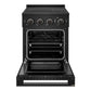 ZLINE 24 in. 3.2 cu. ft. Marino Induction Range with 3 Element Cooktop and Electric Convection Oven in Black Stainless Steel (MINRB-24) front, oven open.