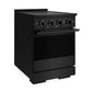 ZLINE 24 in. 3.2 cu. ft. Marino Induction Range with 3 Element Cooktop and Electric Convection Oven in Black Stainless Steel (MINRB-24) side.