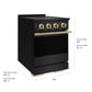 ZLINE Autograph Edition 24 in. 3.2 cu. ft. Marino Induction Range with 3 Element Cooktop and Electric Convection Oven in Black Stainless Steel with Champagne Bronze Accents (MINRBZ-24-CB)