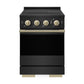 ZLINE Autograph Edition 24 in. 3.2 cu. ft. Marino Induction Range with 3 Element Cooktop and Electric Convection Oven in Black Stainless Steel with Champagne Bronze Accents (MINRBZ-24-CB)